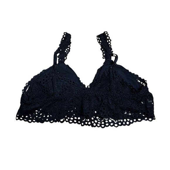 Aerie Black Lace Bralette Size XL Adjustable Straps Minimalist Goth Stretch - Picture 9 of 10
